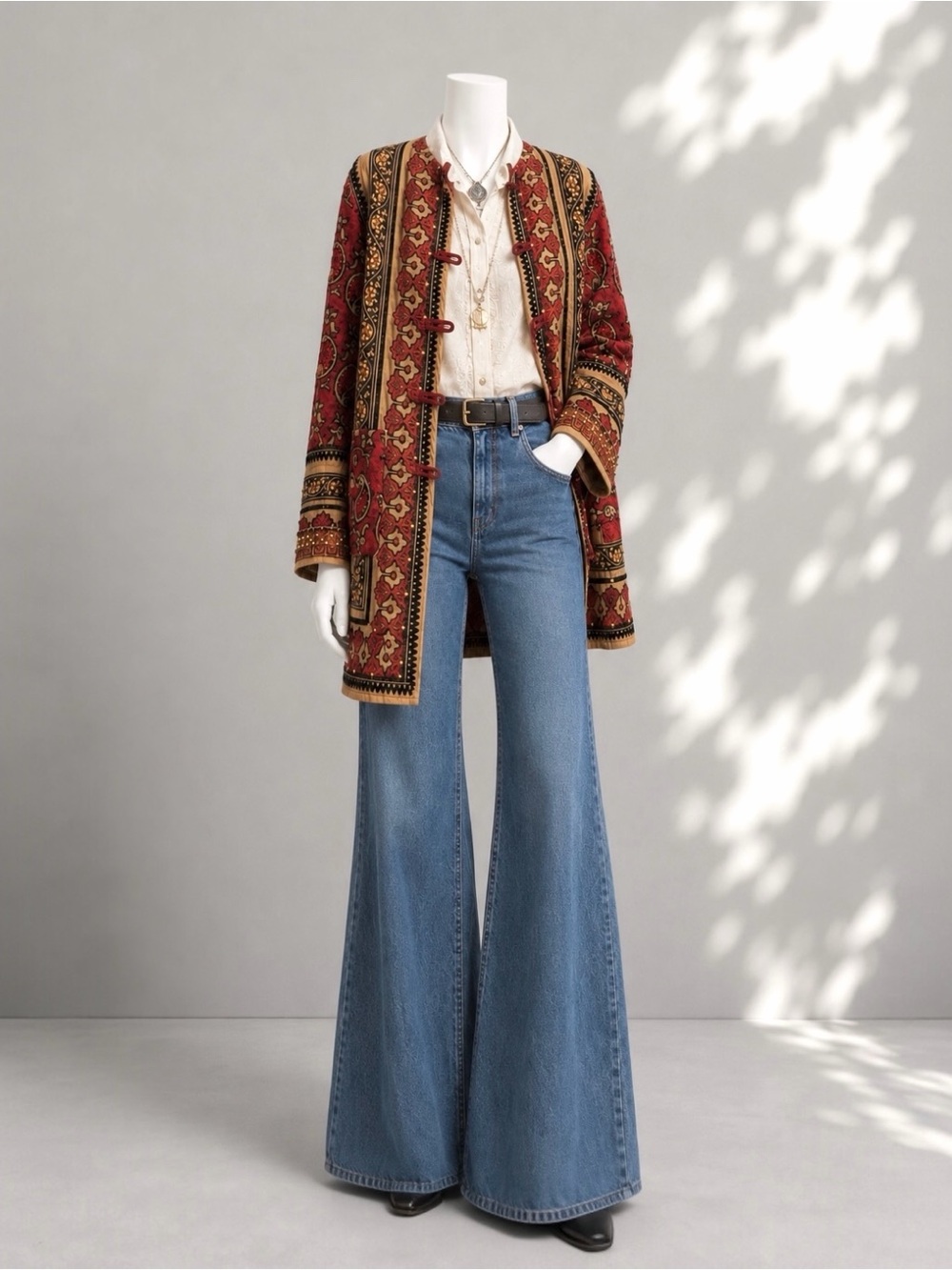 Happy Bird Samarkand Quilted Boho Jacket Uzbek Art To Wear Beaded Tassel Coat S - Picture 2 of 13